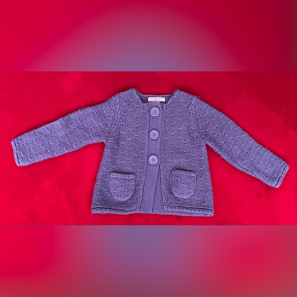 Indigo Collection Toddler Girl's Long Sleeve Purple Cardigan Sweater  1 1/2 - 2Y